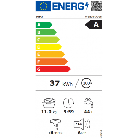 BOSCH WGB264A0GR Πλυντήριο Ρούχων 11kg 1400 στροφών